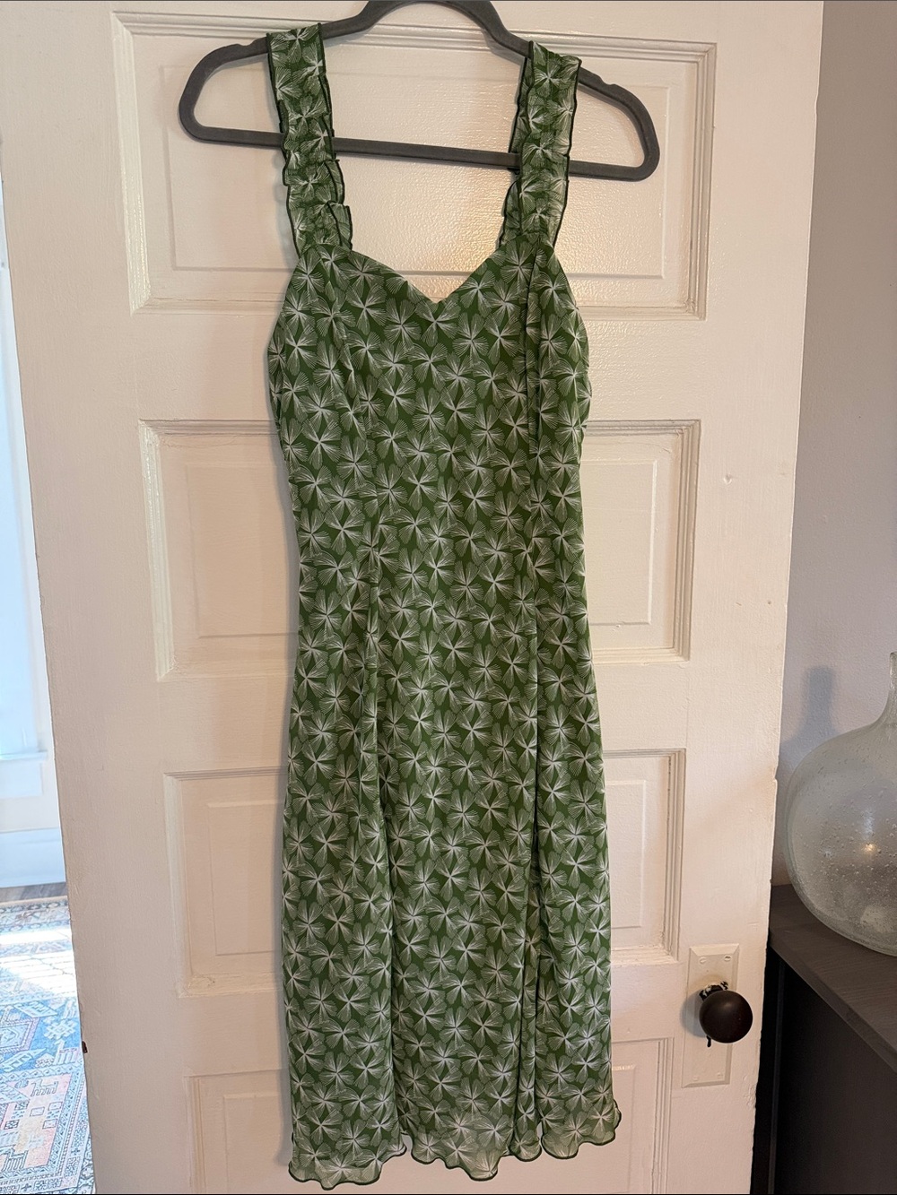 Y2K Dress Barn Green Geometric Floral-Print Midi Dress